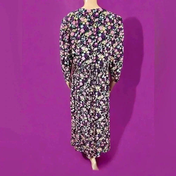 SL Fashions Pink and Yellow Midi Long Sleeve Dress - Picture 8 of 12